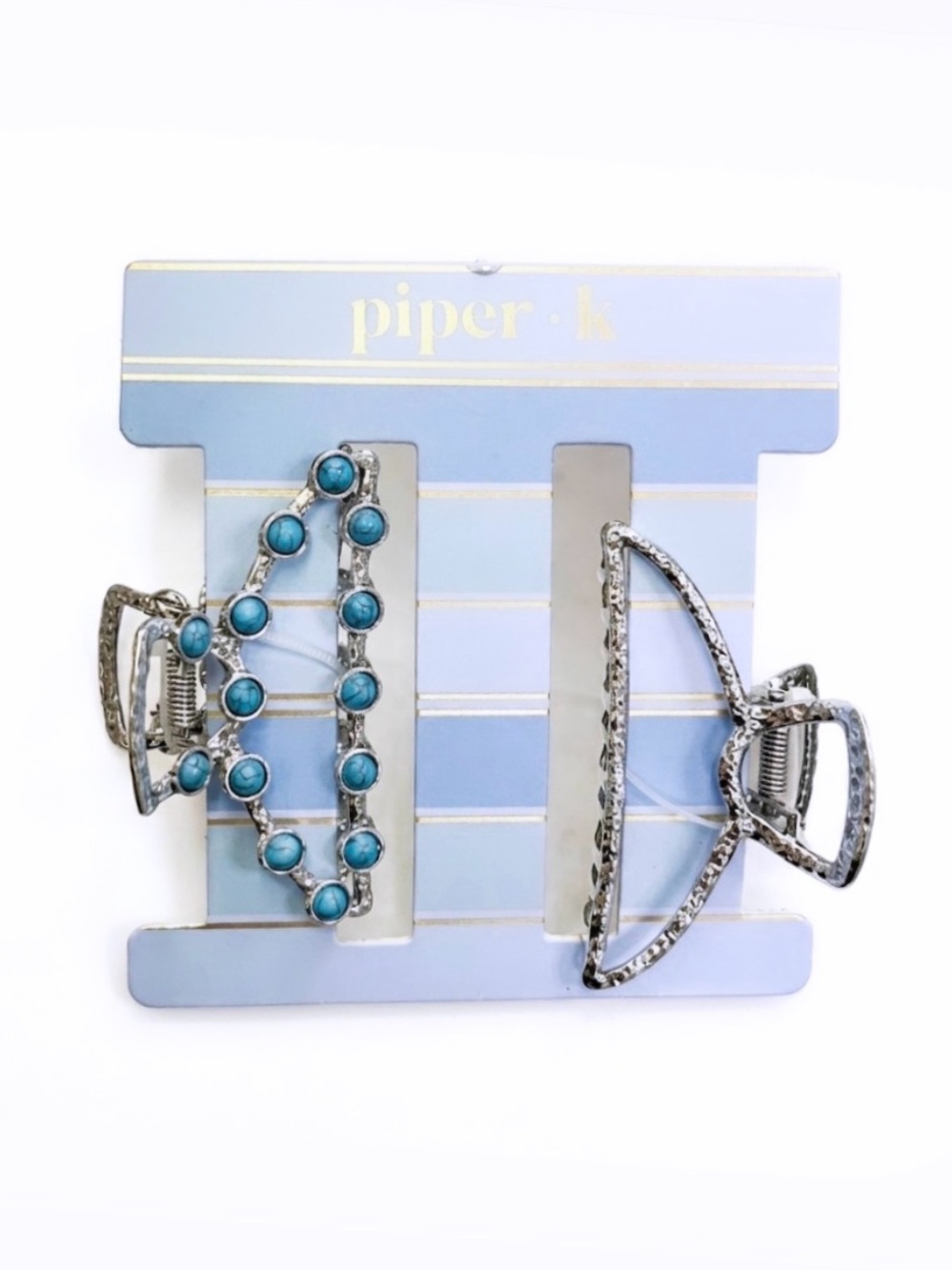 NWT ⚜️🩵⚜️ Piper K Set of 2 silver tone metal hair claw clips